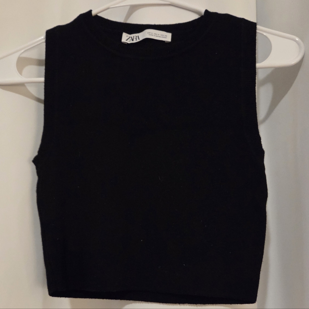 Zara Black Sleeveless Crop Top